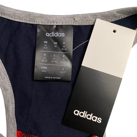 Adidas Heather Gray Tank Top Red Silver Stars Logo Black Red Cotton Medium M - Picture 3 of 15